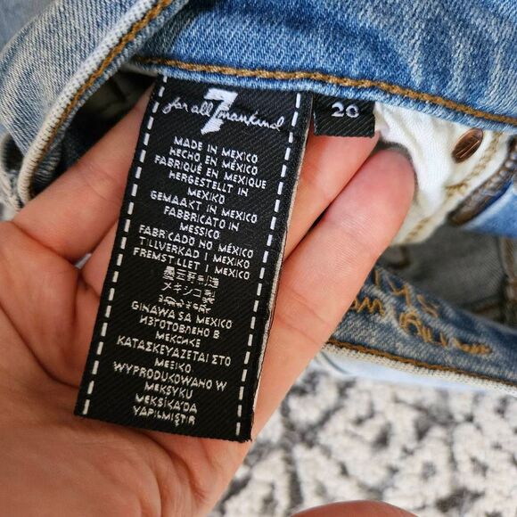 Seven For All Mankind Distressed High Rise Ankle Skinny Jeans Size 28 in Light W - Picture 3 of 7